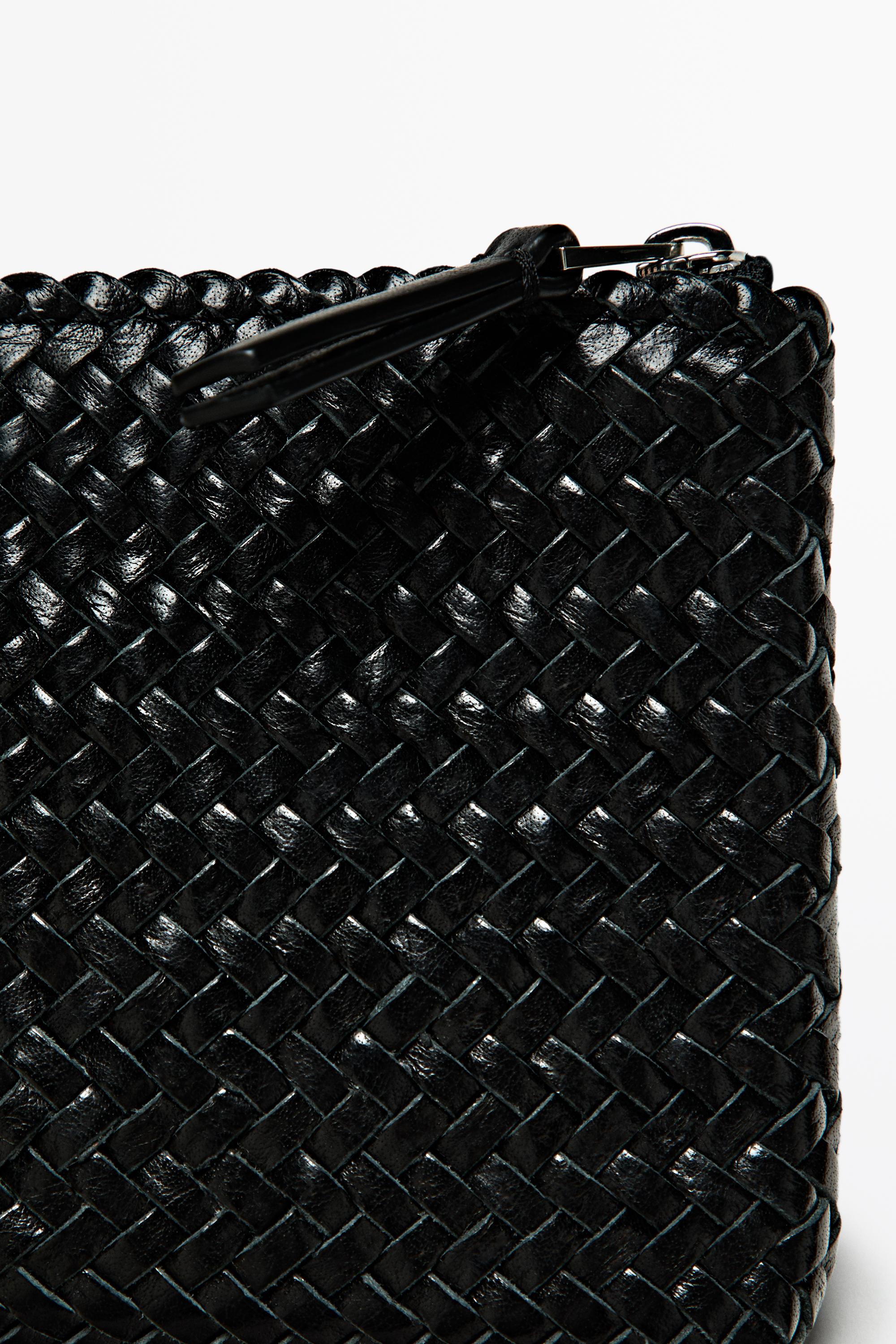 Braided nappa leather pouch bag